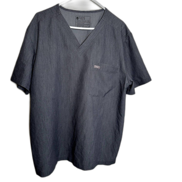 Mens FIGS Leon Graphite Scrub Top XL - 2 Pockets, V-Neck, Stretch Fabric - Picture 1 of 6